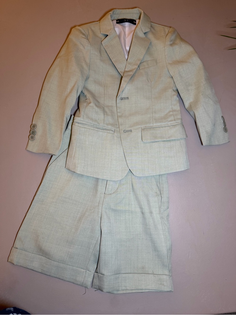 Green Linen Boy Blazer & Trouser Set